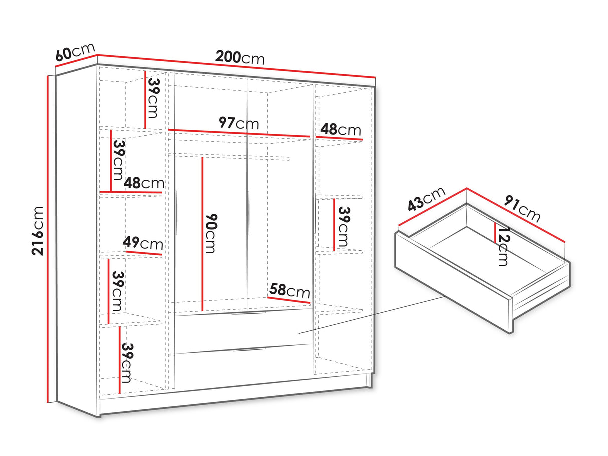 Gardróbszekrény Szafa SOFIA I, Szín: Fehér, Fogantyú színe: Aranysárga