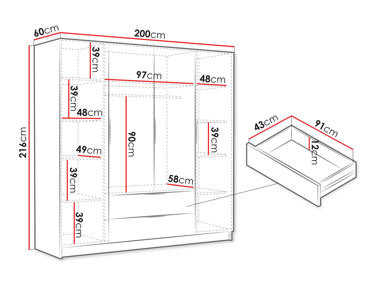 Gardróbszekrény Szafa SOFIA I, Szín: Fekete, Fogantyú színe: Fekete