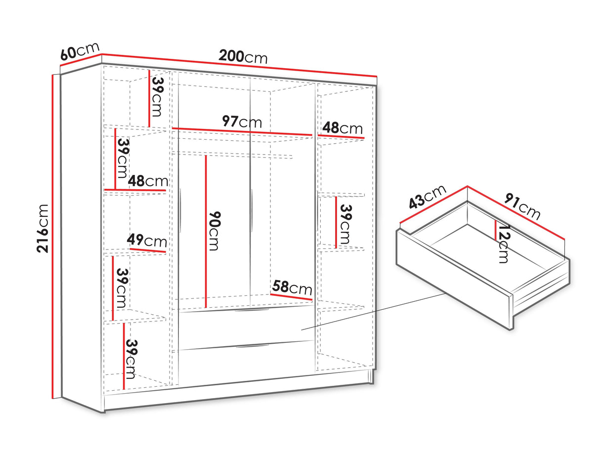 Gardróbszekrény Szafa SOFIA I, Szín: Fekete, Fogantyú színe: Aranysárga