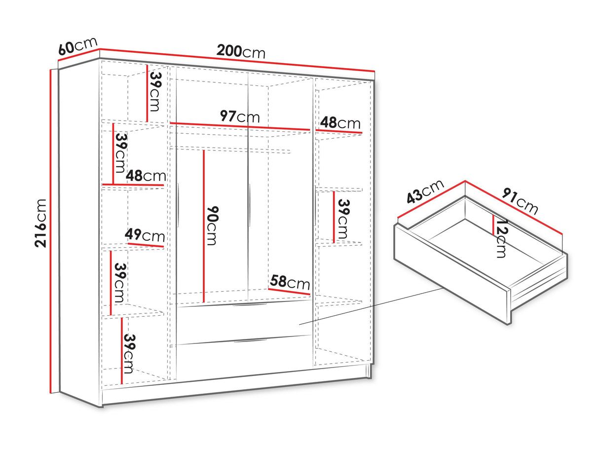 Gardróbszekrény Szafa SOFIA I, Szín: Tölgy, Fogantyú színe: Fekete