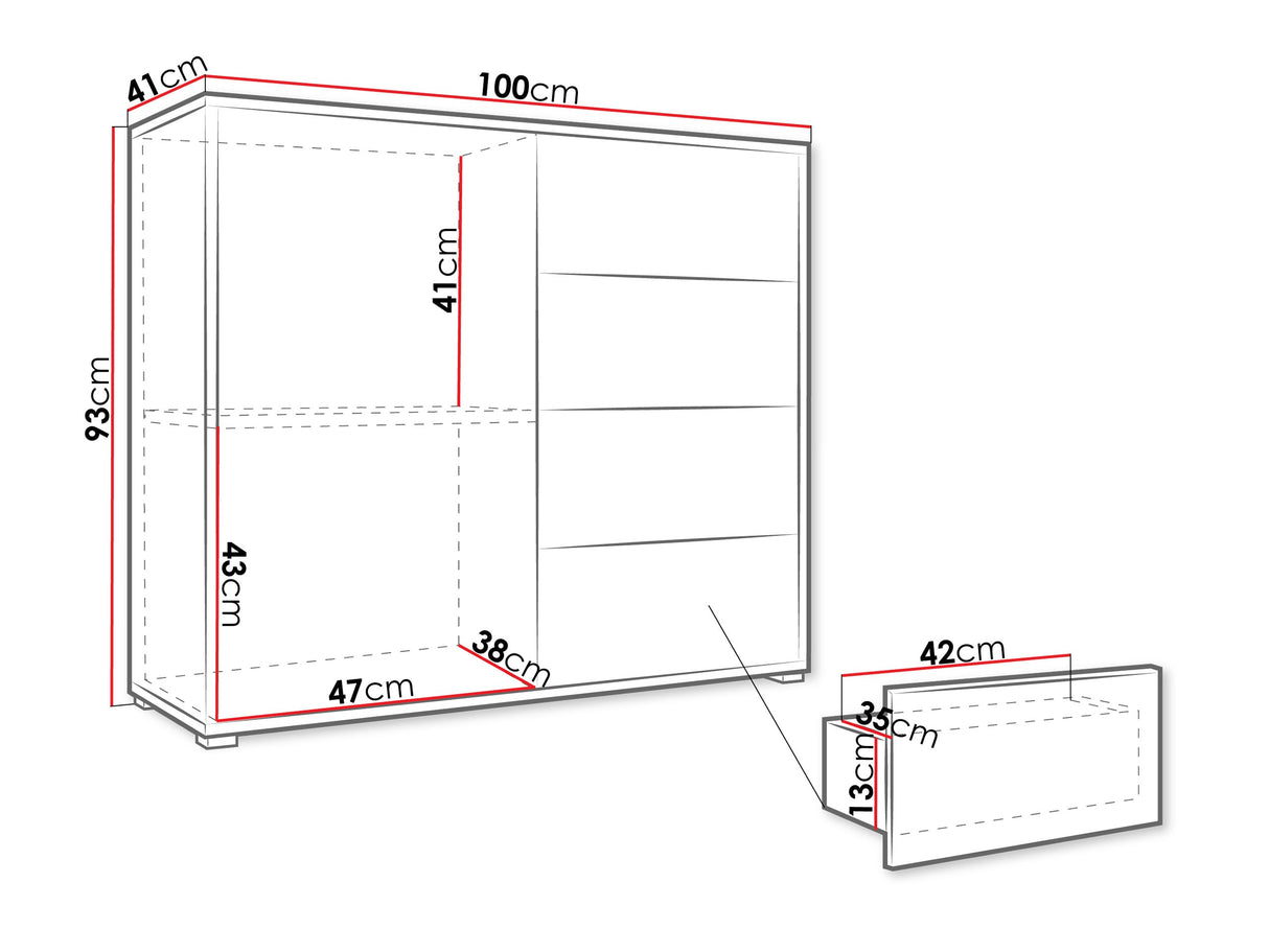 Komód Komoda GESITA K1D4SZ, Szín: Tölgy