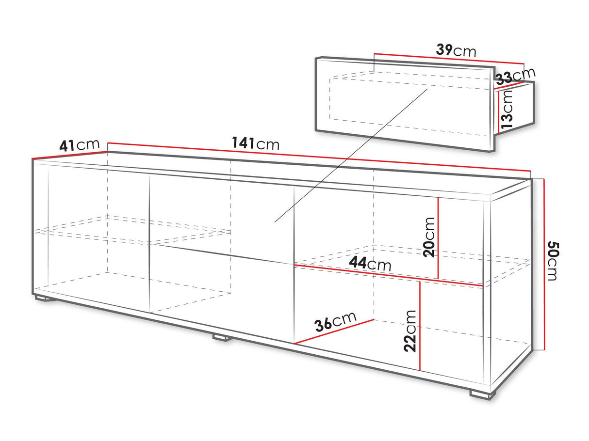 TV-állvány RTv GESITA 2D2SZ (Alekto), Szín: Tölgy