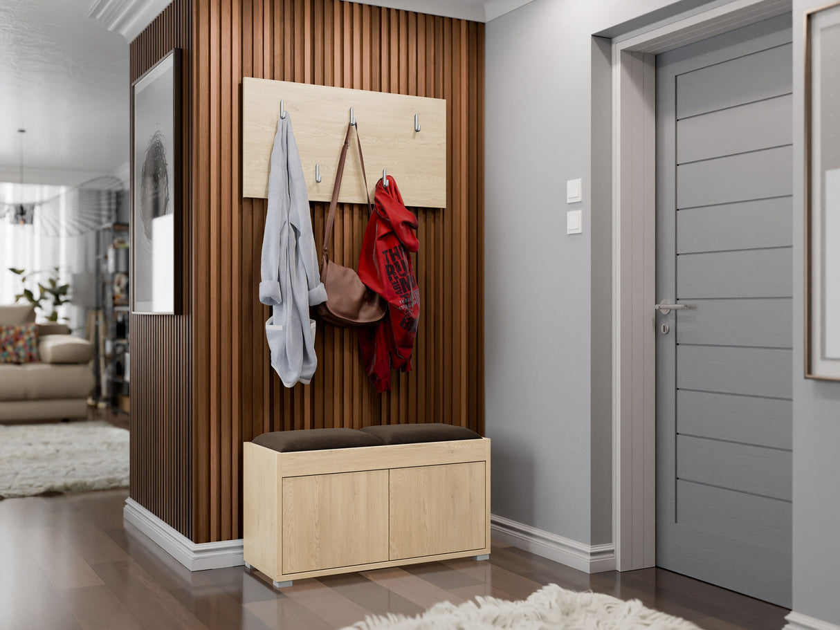 Előszoba garnitúra Garderoba GESITA, Keret színe: Tölgy, Puha falpanel színe: Manila 04