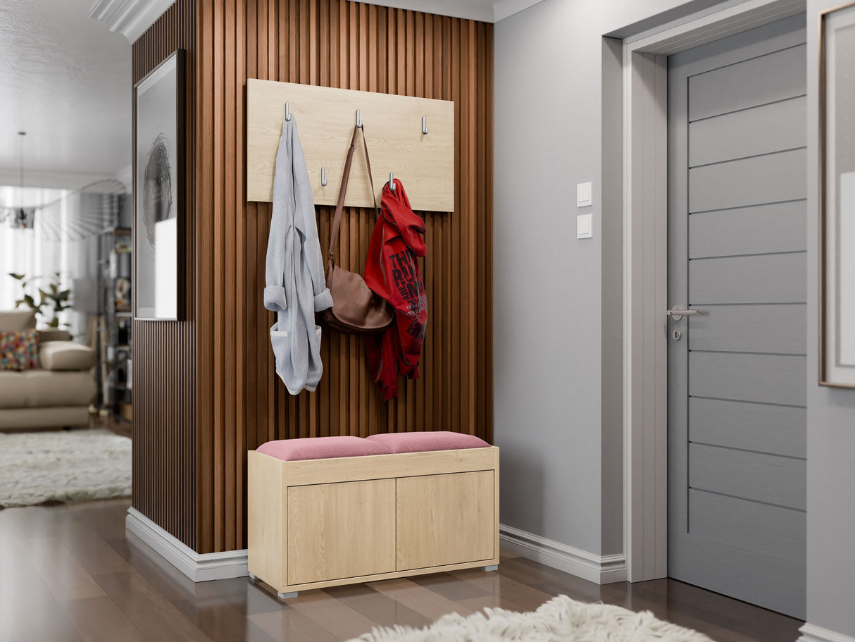 Előszoba garnitúra Garderoba GESITA, Keret színe: Tölgy, Puha falpanel színe: Manila 09