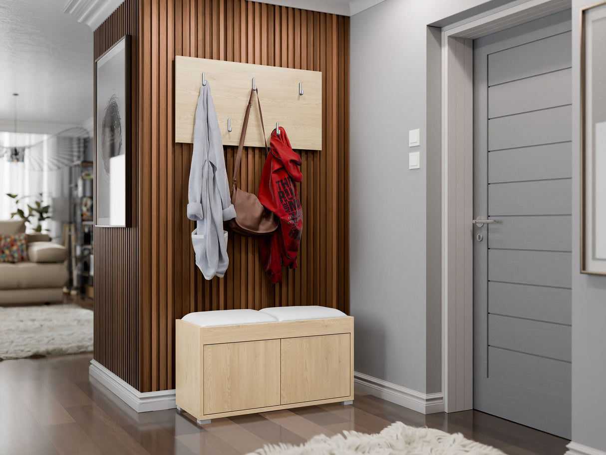Előszoba garnitúra Garderoba GESITA, Keret színe: Tölgy, Puha falpanel színe: Soft 017