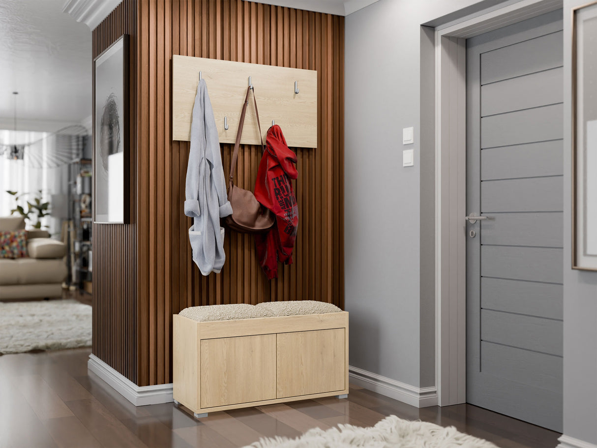 Előszoba garnitúra Garderoba GESITA, Keret színe: Tölgy, Puha falpanel színe: Abriamo 03