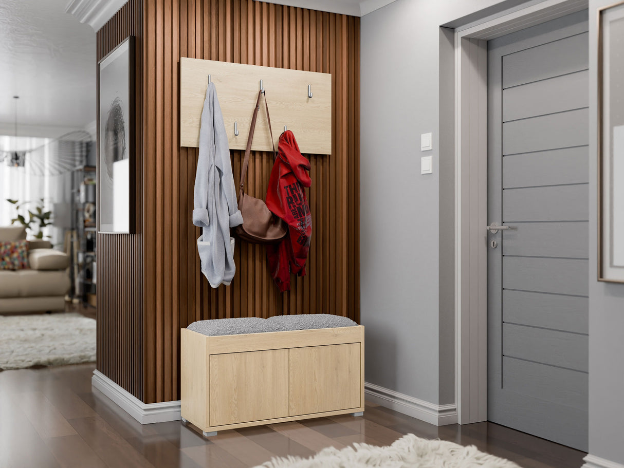 Előszoba garnitúra Garderoba GESITA, Keret színe: Tölgy, Puha falpanel színe: Abriamo 06