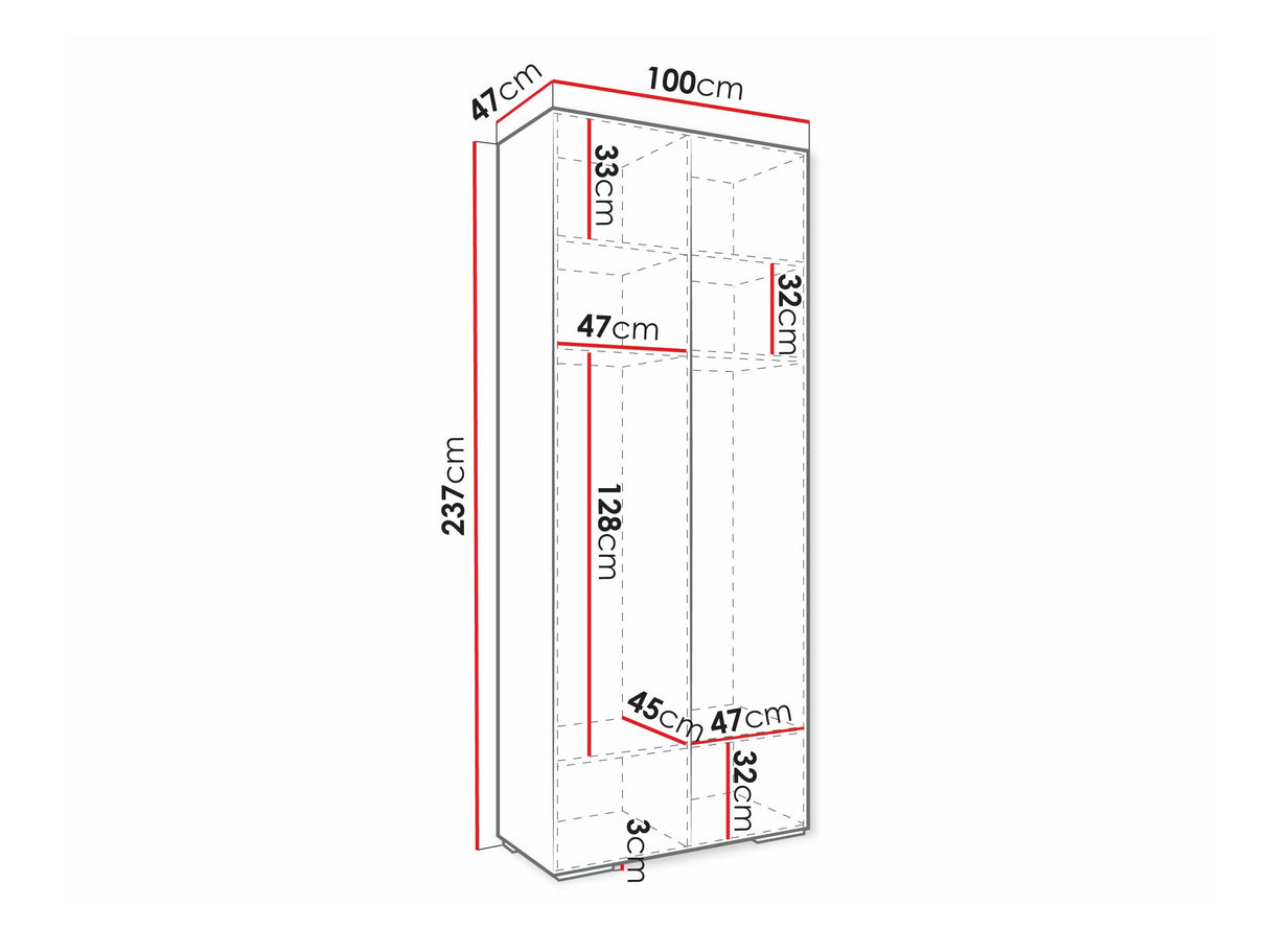 Gardróbszekrény Szafa MANHATTAN RYFEL WZÓR 1 100 cm, Szín: Fekete 4222343