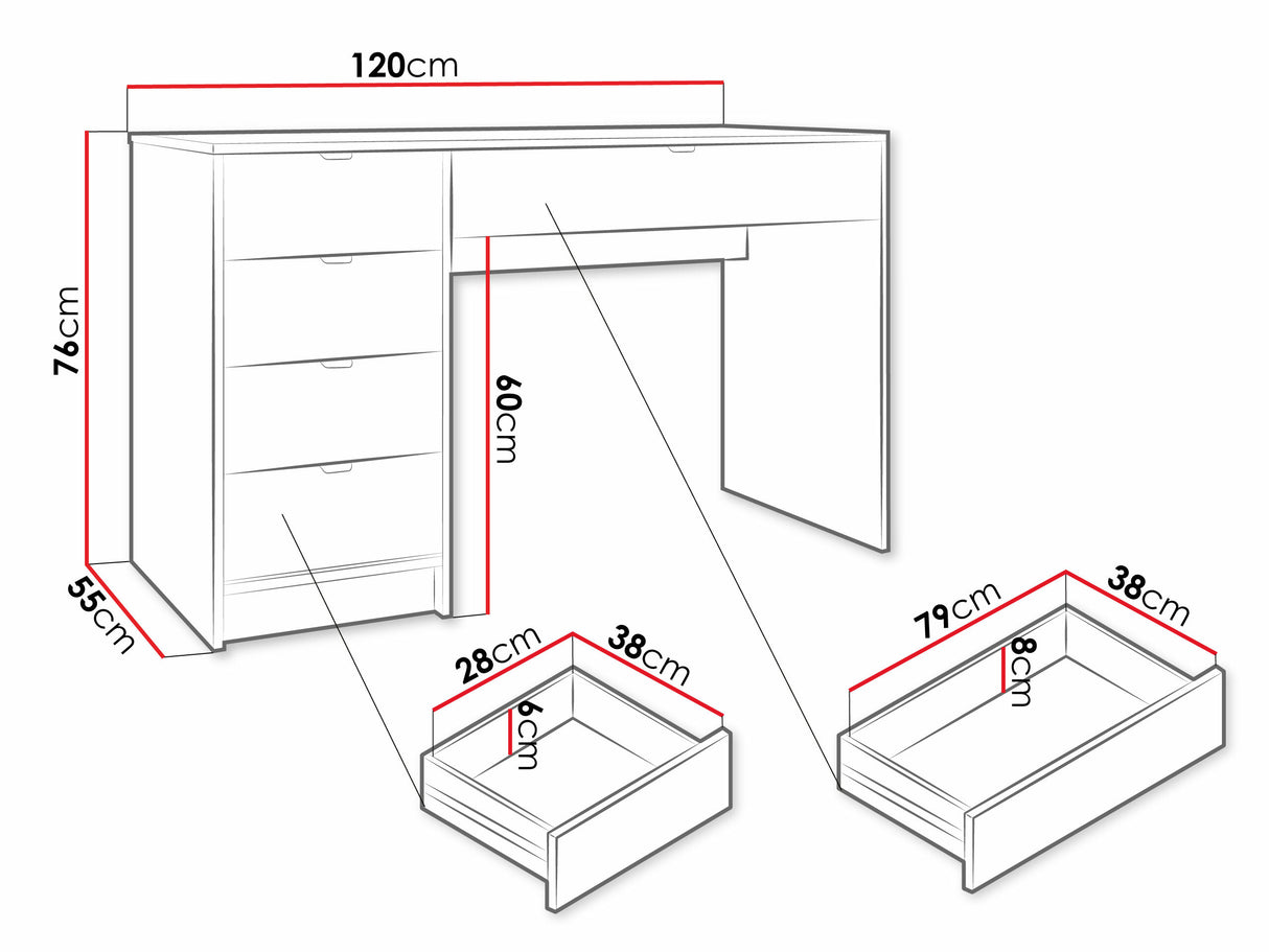 Íróasztal Tirenem (Razimo), Szín: Fekete 4222747