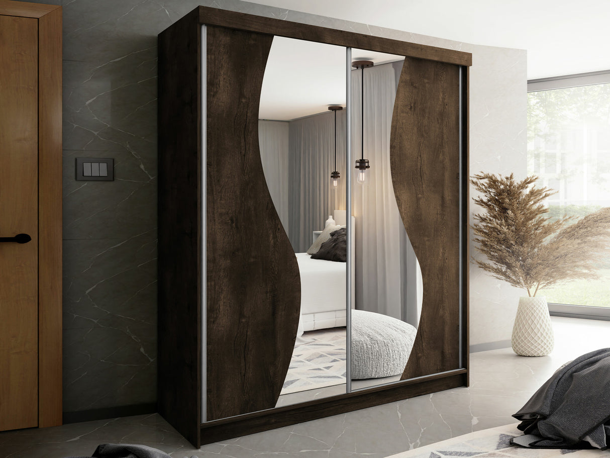 Gardróbszekrény Top 200 I (Sahara 200 I), Szín: Sötét kőris, Led világítás: Ez kék 4223024