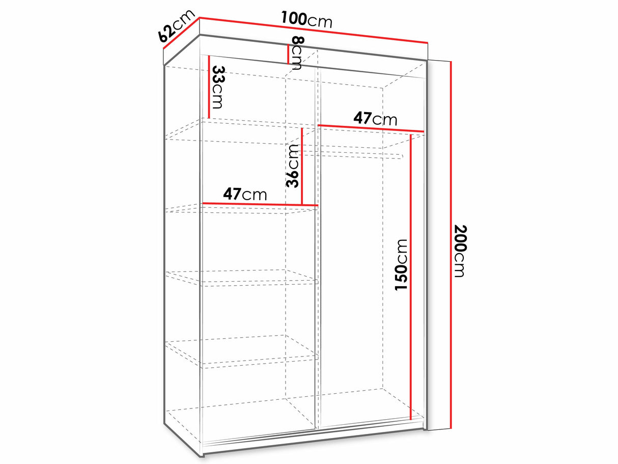 Gardróbszekrény Top 100 III (Sahara 100 III), Szín: Fehér, Led világítás: Ez kék 4223174