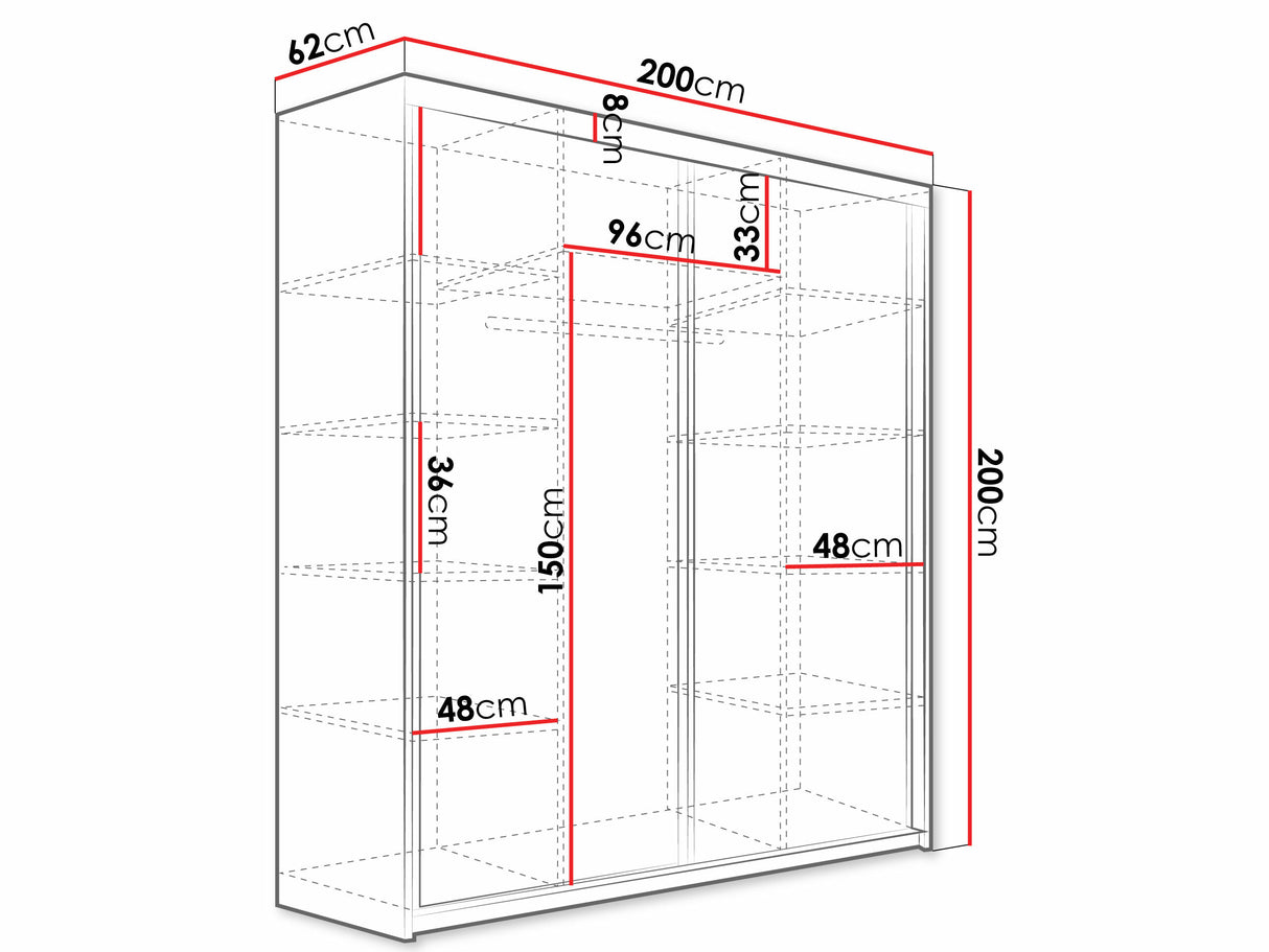 Gardróbszekrény Top 200 IV (Sahara 200 IV), Szín: Sonoma tölgy, Led világítás: Nem 4223260