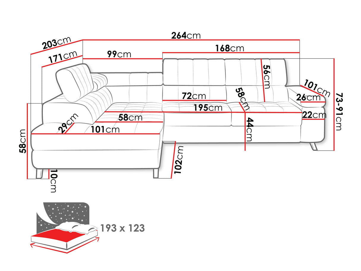 Sarokkanapé Nemrd (Elsie), Szín: Manza 22, Változatok: Balos