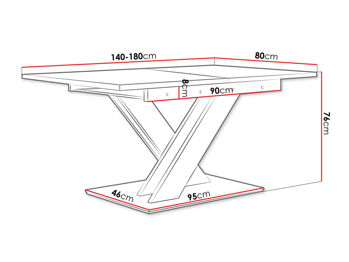 Asztal BRONX (Lezuma), Szín: Fekete márvány + Fekete