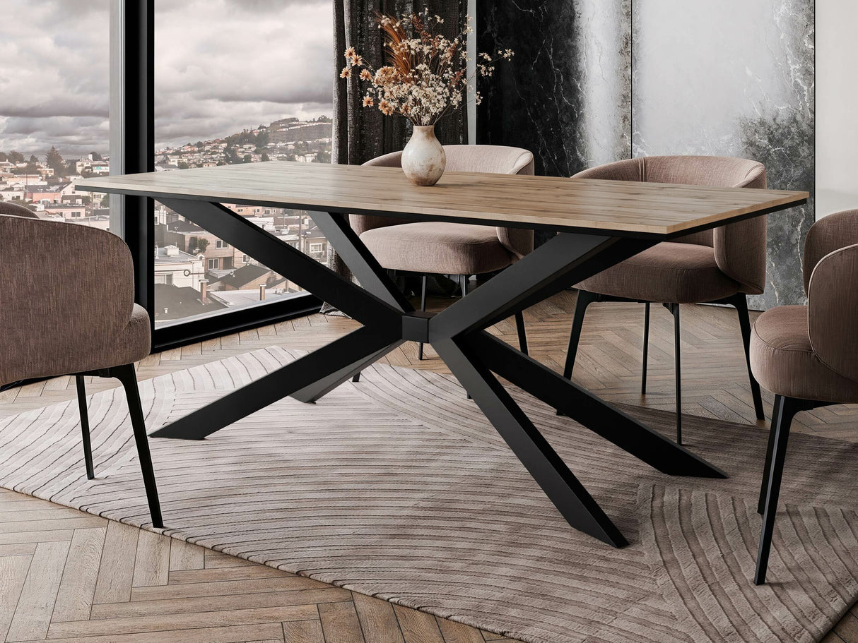 Asztal Stół FLORA Wotan/Czarny + Czarny (Wotan tölgy)