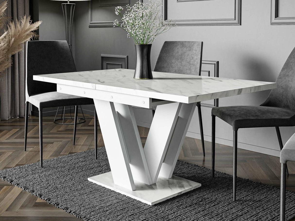 Asztal MASIV (Herkulan), Szín: Fehér márvány + Fehér