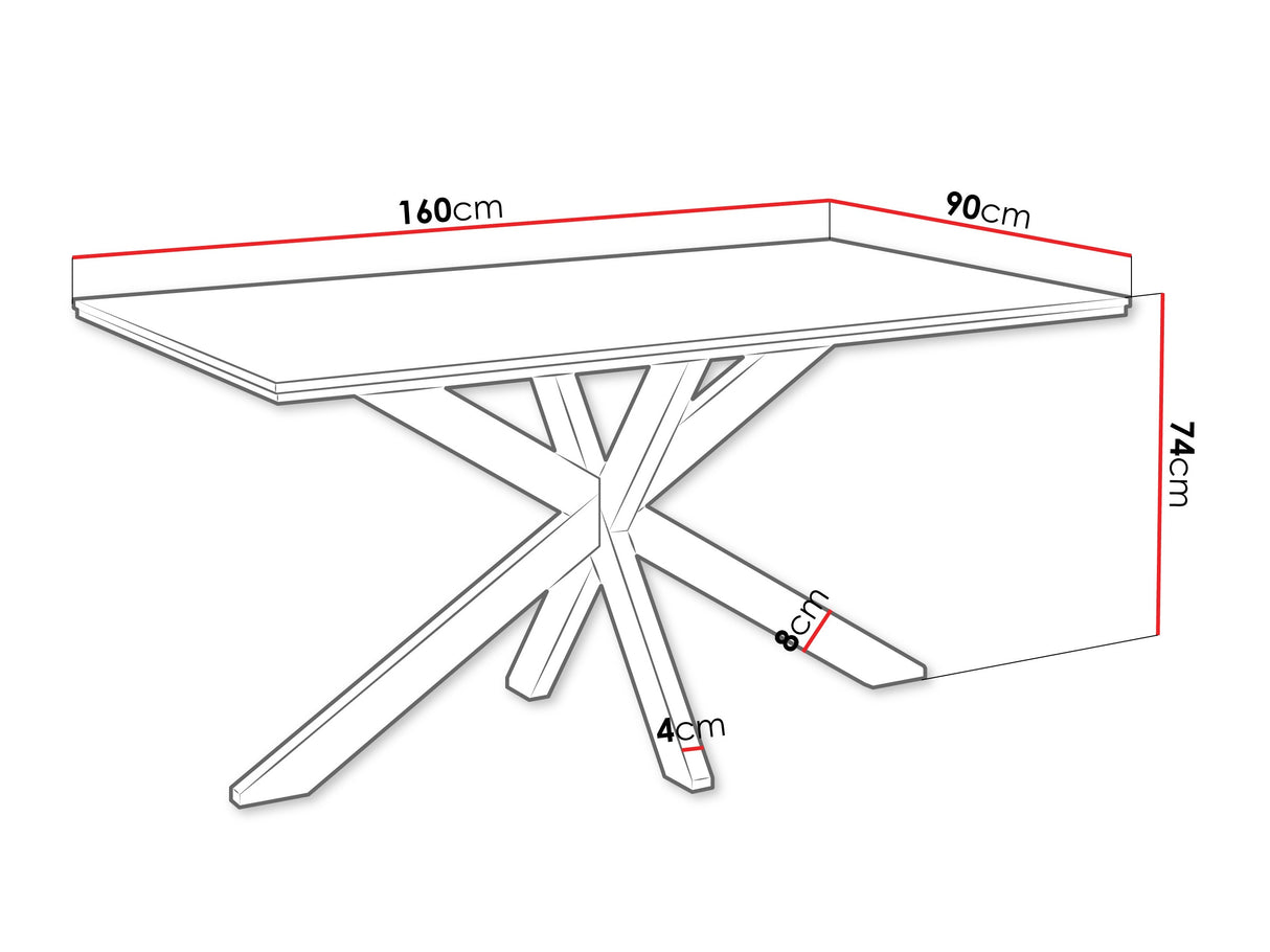Asztal Stół WERO Beton/Czarny + Czarny (Beton)