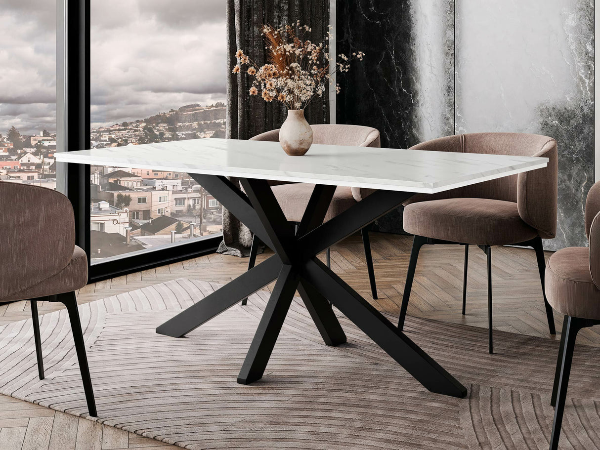 Asztal Stół WERO Marmur Bianco/Biały Połysk + Czarny (Fehér márvány)