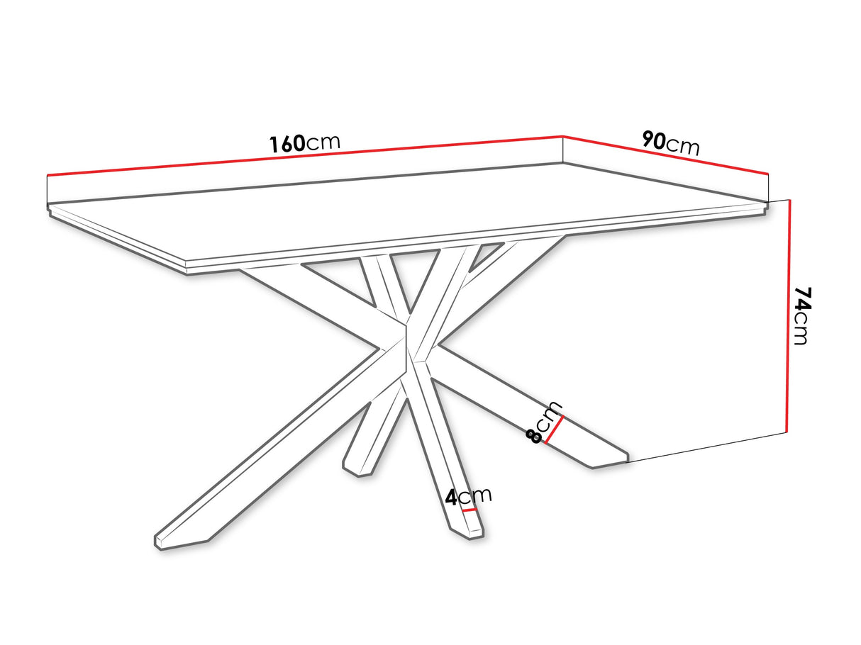 Asztal Stół WERO Marmur Bianco/Biały Połysk + Czarny (Fehér márvány)