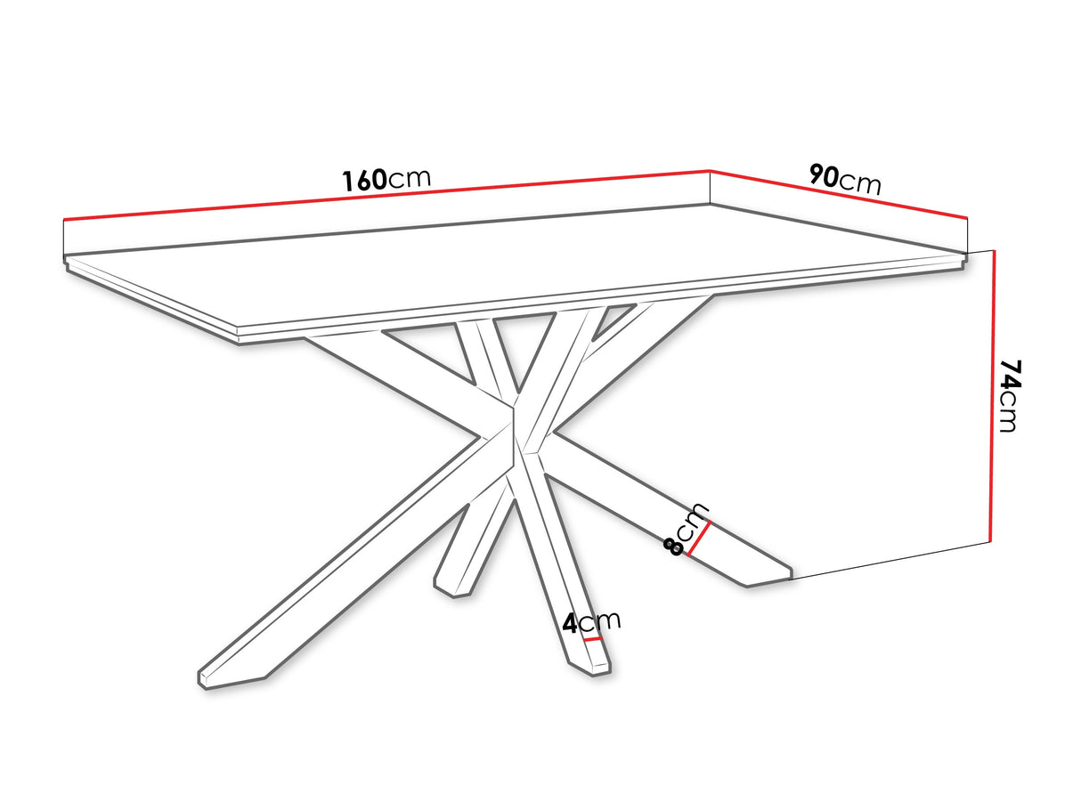 Asztal Stół WERO Marmur Fekete Royal/Czarny Połysk + Czarny (Fekete márvány)