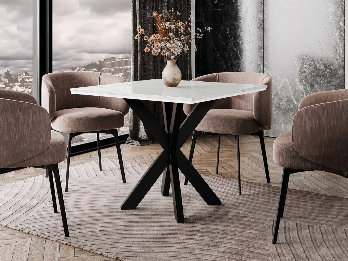 Asztal Stół PARO Marmur Bianco/Biały Połysk + Czarny (Fehér márvány)