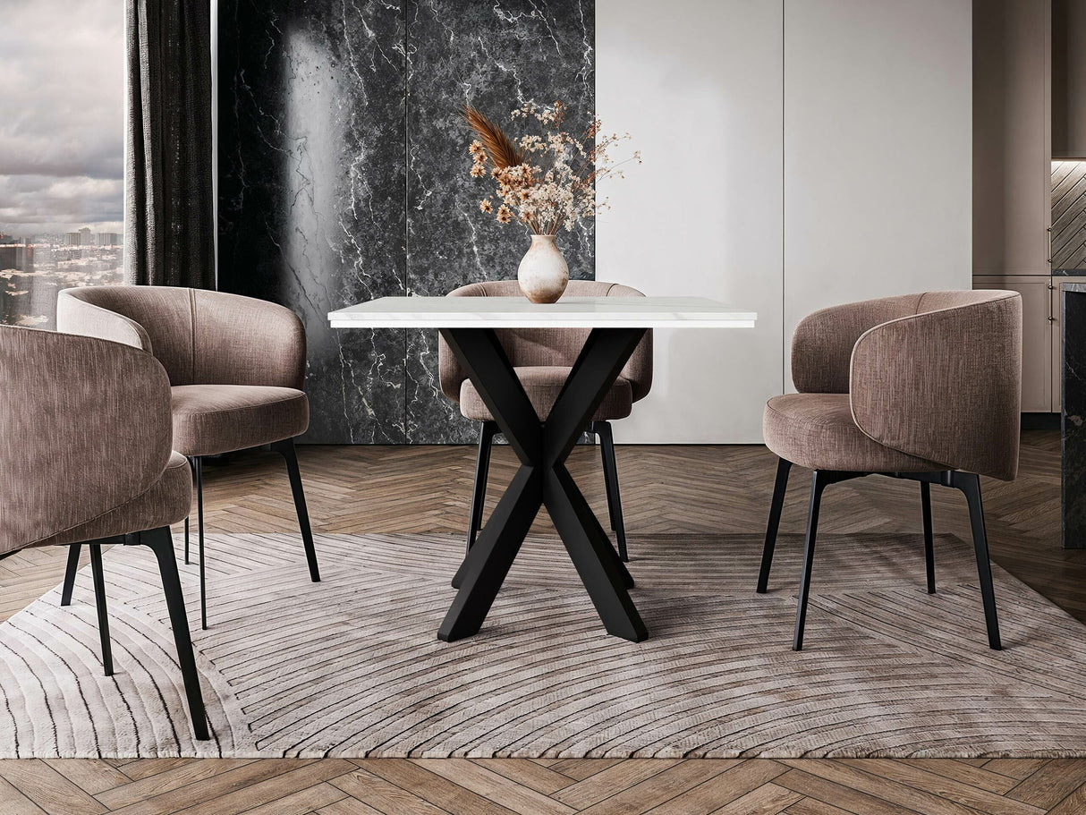 Asztal Stół PARO Marmur Bianco/Biały Połysk + Czarny (Fehér márvány)