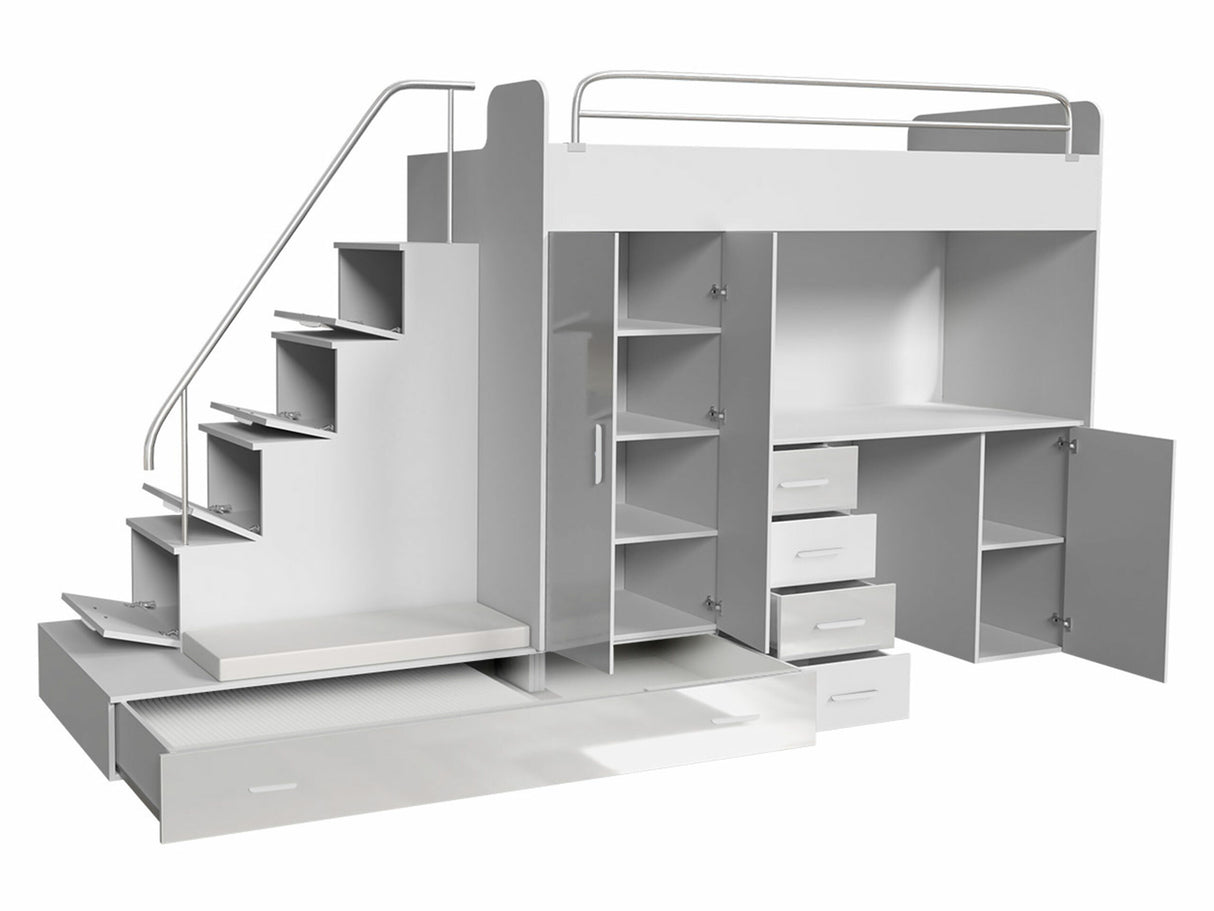 Gyerekszoba garnitúra RAJ 5 (Paradise V), Szín: Fehér + Fényes fehér 4236096