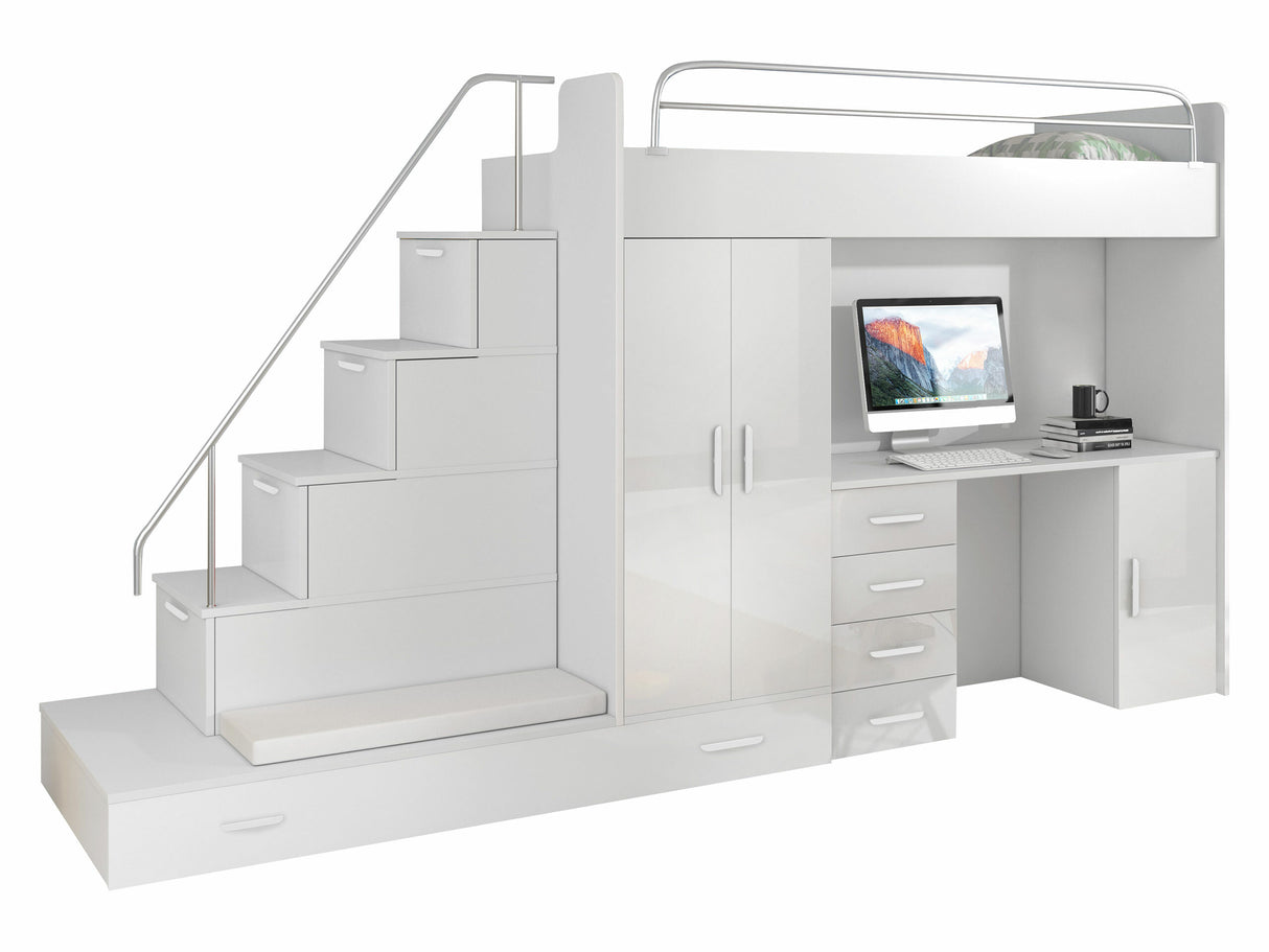 Gyerekszoba garnitúra RAJ 5 (Paradise V), Szín: Fehér + Fényes fehér 4236097