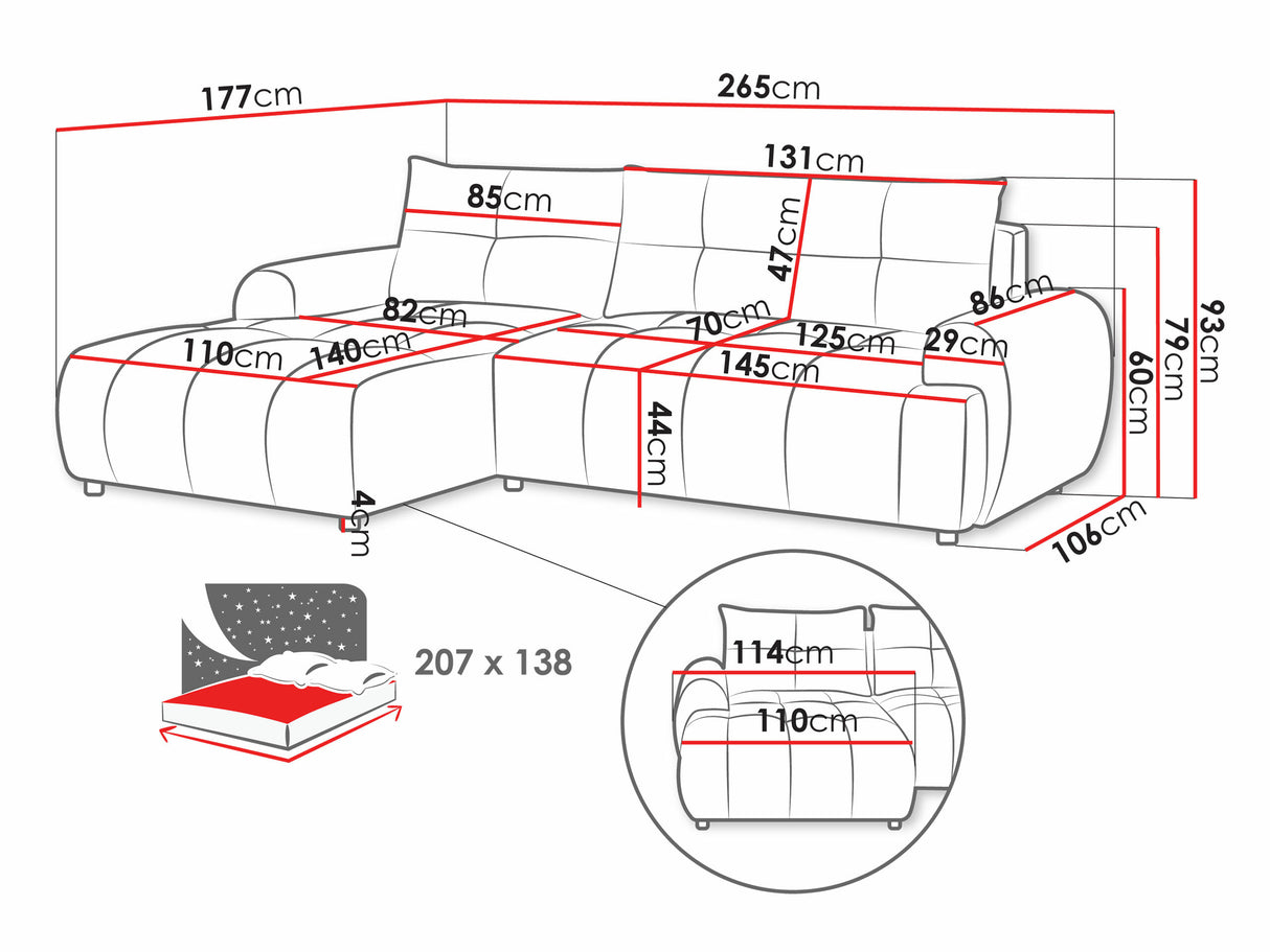 Sarokkanapé Narożnik FIORANO, Szín: Velo 633, Változatok: Jobbos 4236520