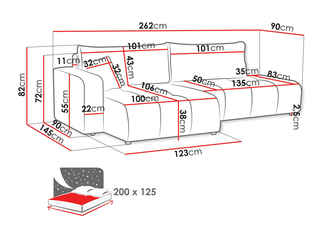 Sarokkanapé Narożnik FURYN OTWARTY, Szín: Velo 621, Változatok: Balos
