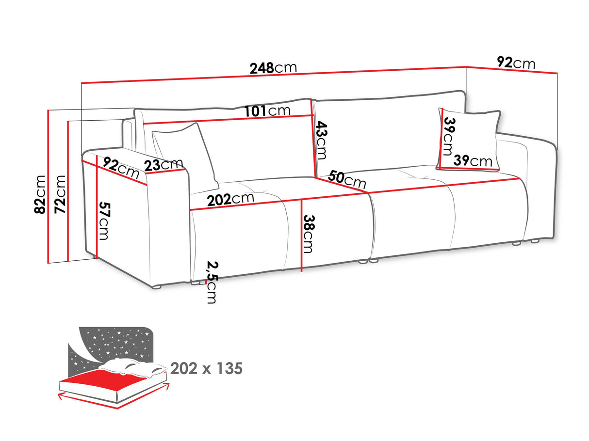 Kanapéágy Kanapé FURYN V, Szín: Coral 55
