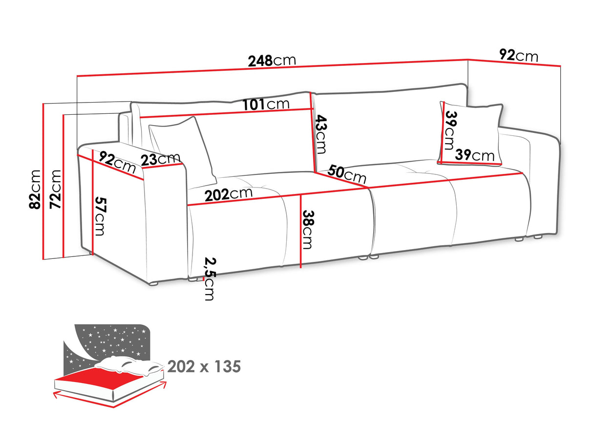 Kanapéágy Kanapé FURYN V, Szín: Coral 75
