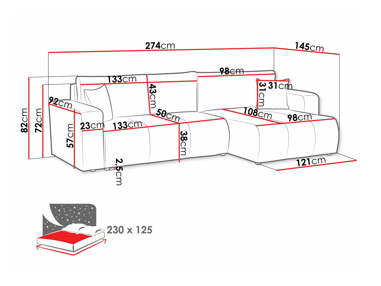 Sarokkanapé Narożnik FURYN L MAXI, Szín: Coral 50