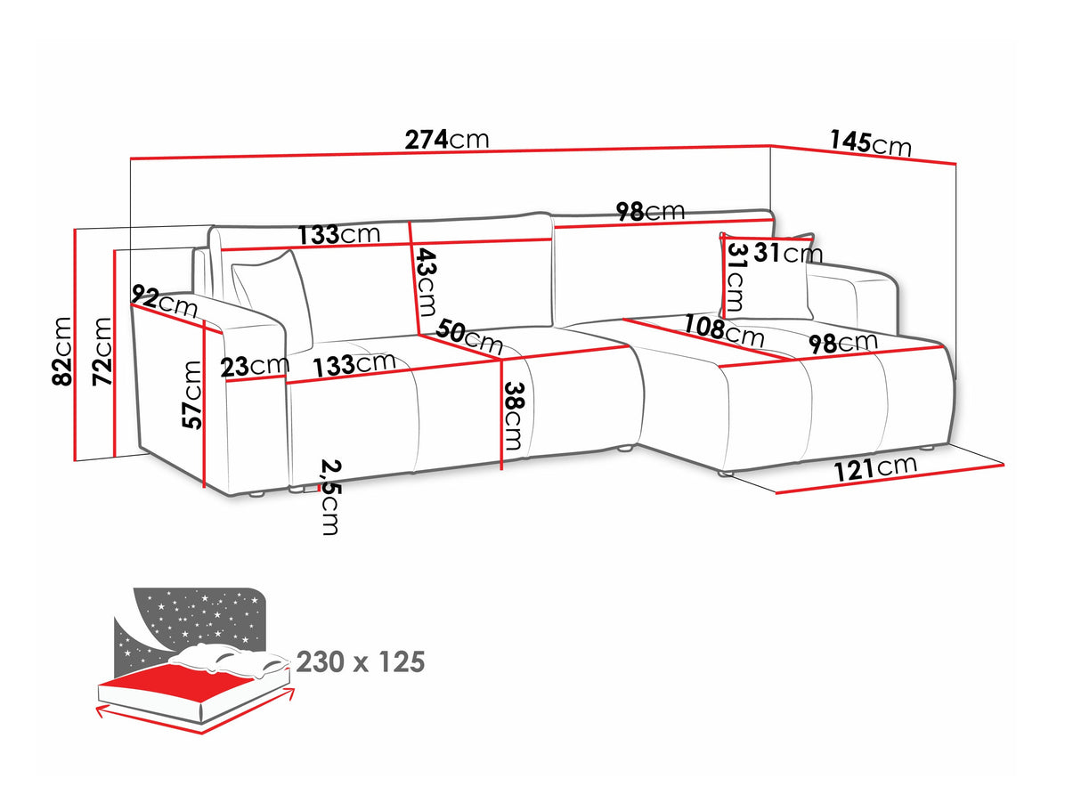 Sarokkanapé Narożnik FURYN L MAXI, Szín: Coral 55
