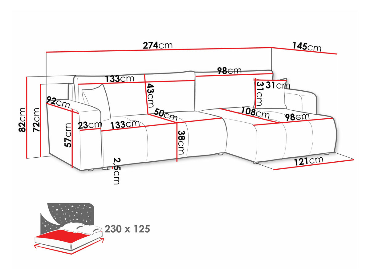 Sarokkanapé Narożnik FURYN L MAXI, Szín: Coral 65
