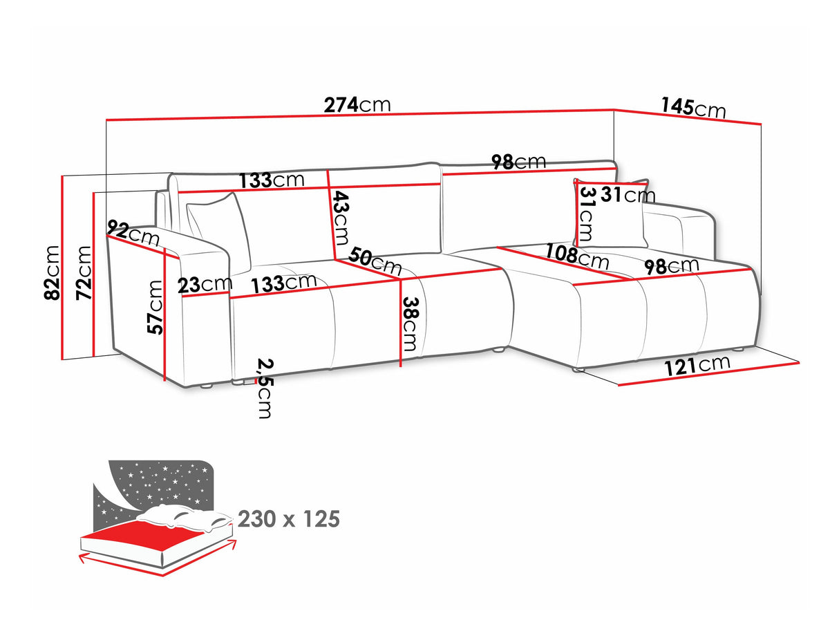 Sarokkanapé Narożnik FURYN L MAXI, Szín: Coral 75
