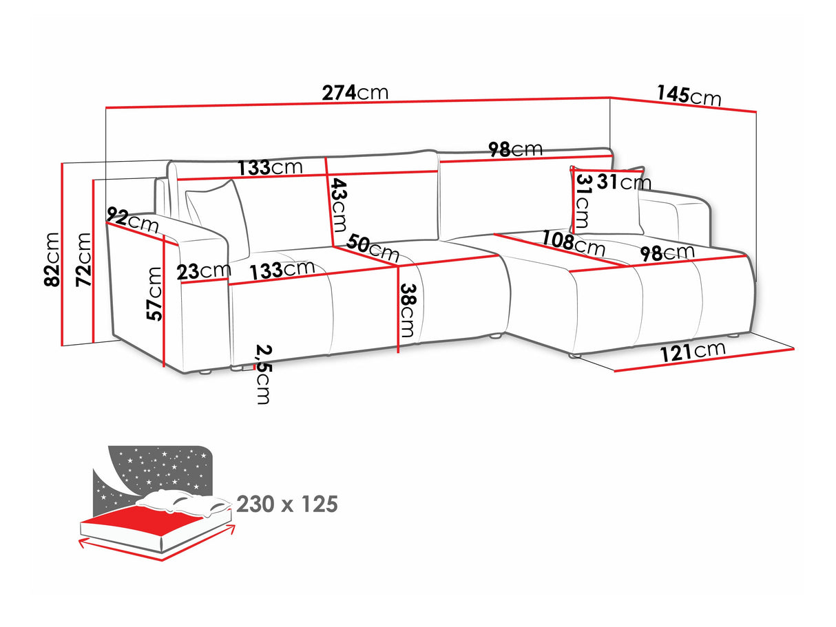 Sarokkanapé Narożnik FURYN L MAXI, Szín: Coral 80