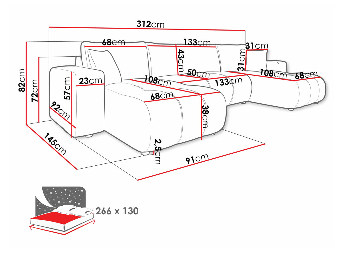 Sarokkanapé Narożnik FURYN U, Szín: Coral 15