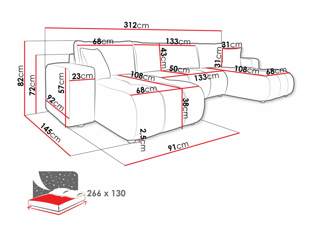 Sarokkanapé Narożnik FURYN U, Szín: Coral 65