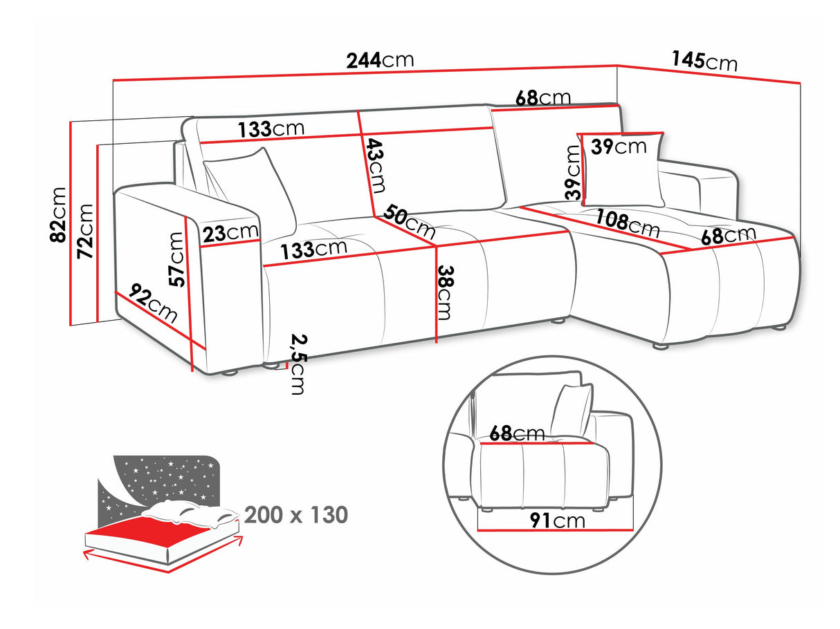 Sarokkanapé Narożnik FURYN, Szín: Coral 15