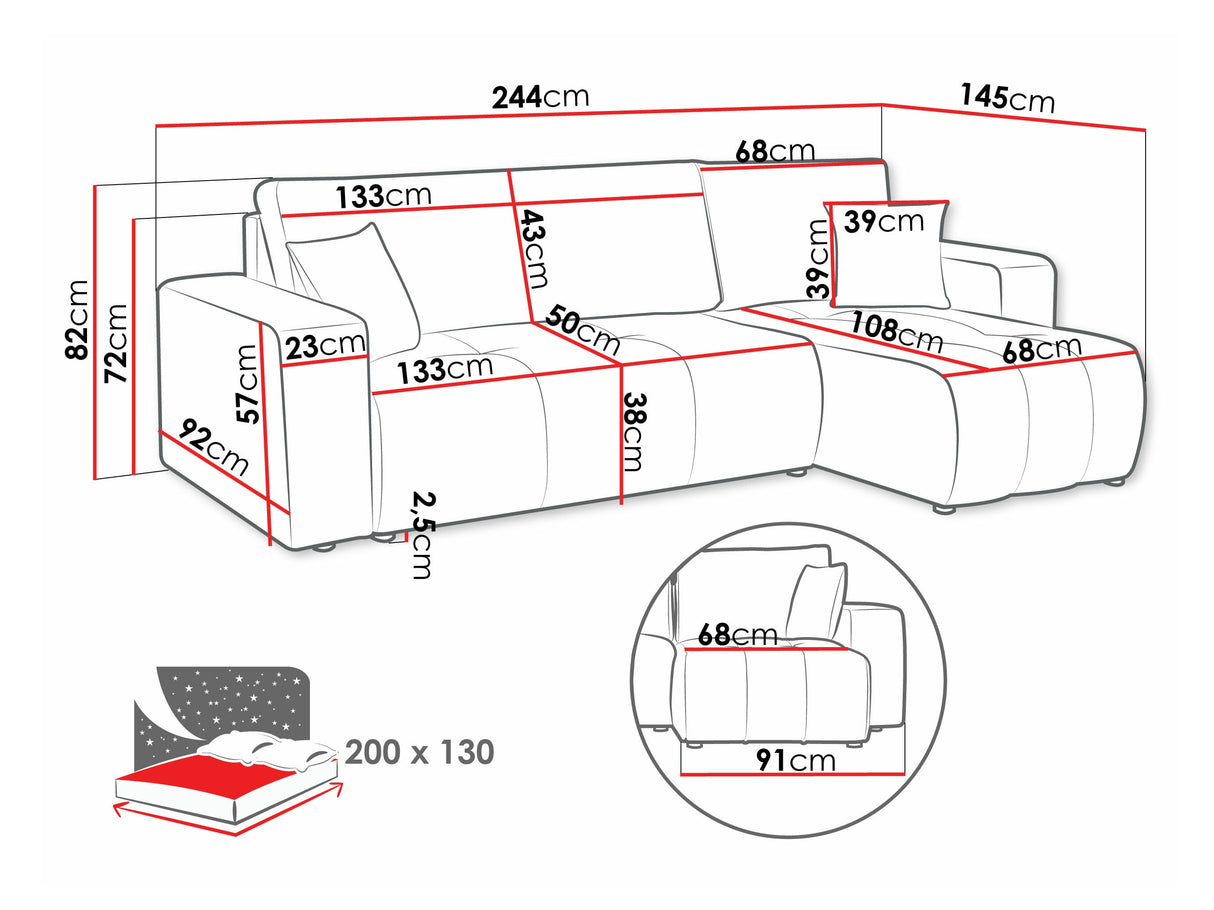 Sarokkanapé Narożnik FURYN, Szín: Coral 45