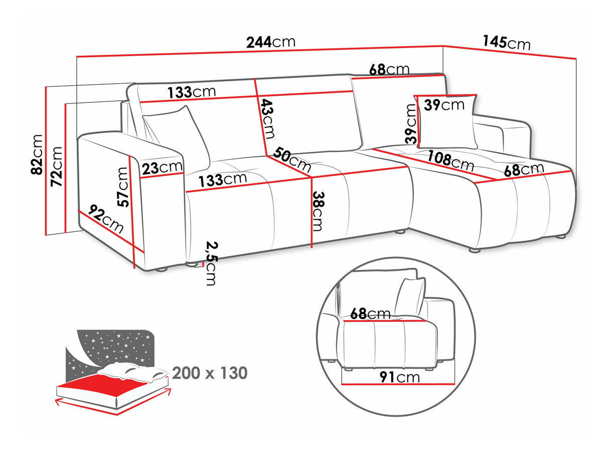 Sarokkanapé Narożnik FURYN, Szín: Coral 50