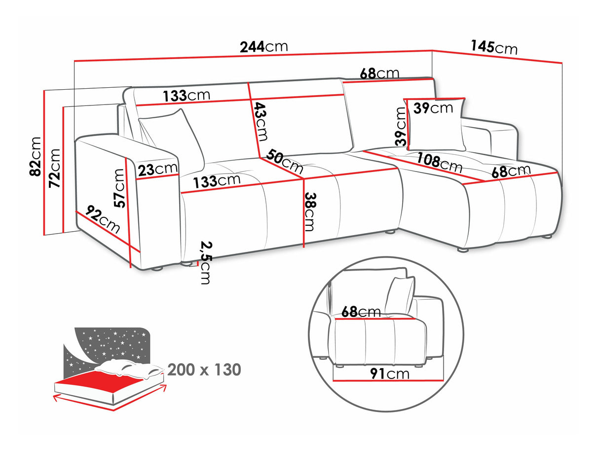 Sarokkanapé Narożnik FURYN, Szín: Coral 65