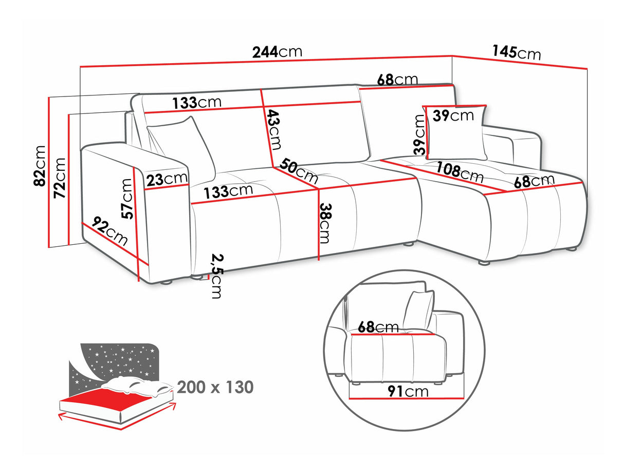 Sarokkanapé Narożnik FURYN, Szín: Coral 80