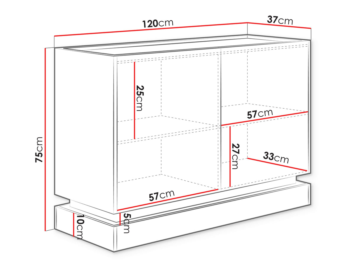 Szekrény Komoda K120 2D ZARPANT, Szín: Fekete + Tölgy
