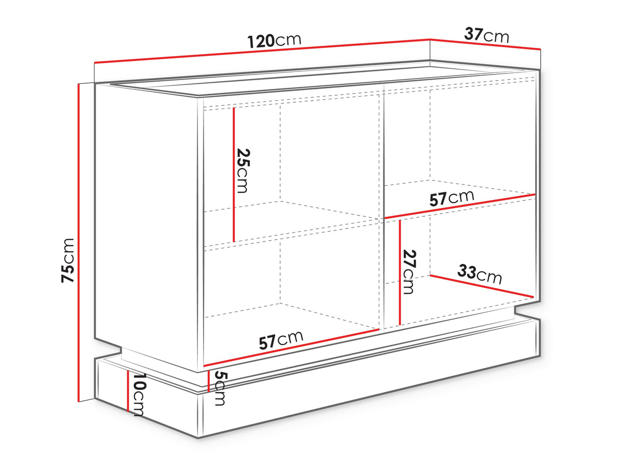 Szekrény Komoda K120 2D ZARPANT, Szín: Világosbarna + Tölgy