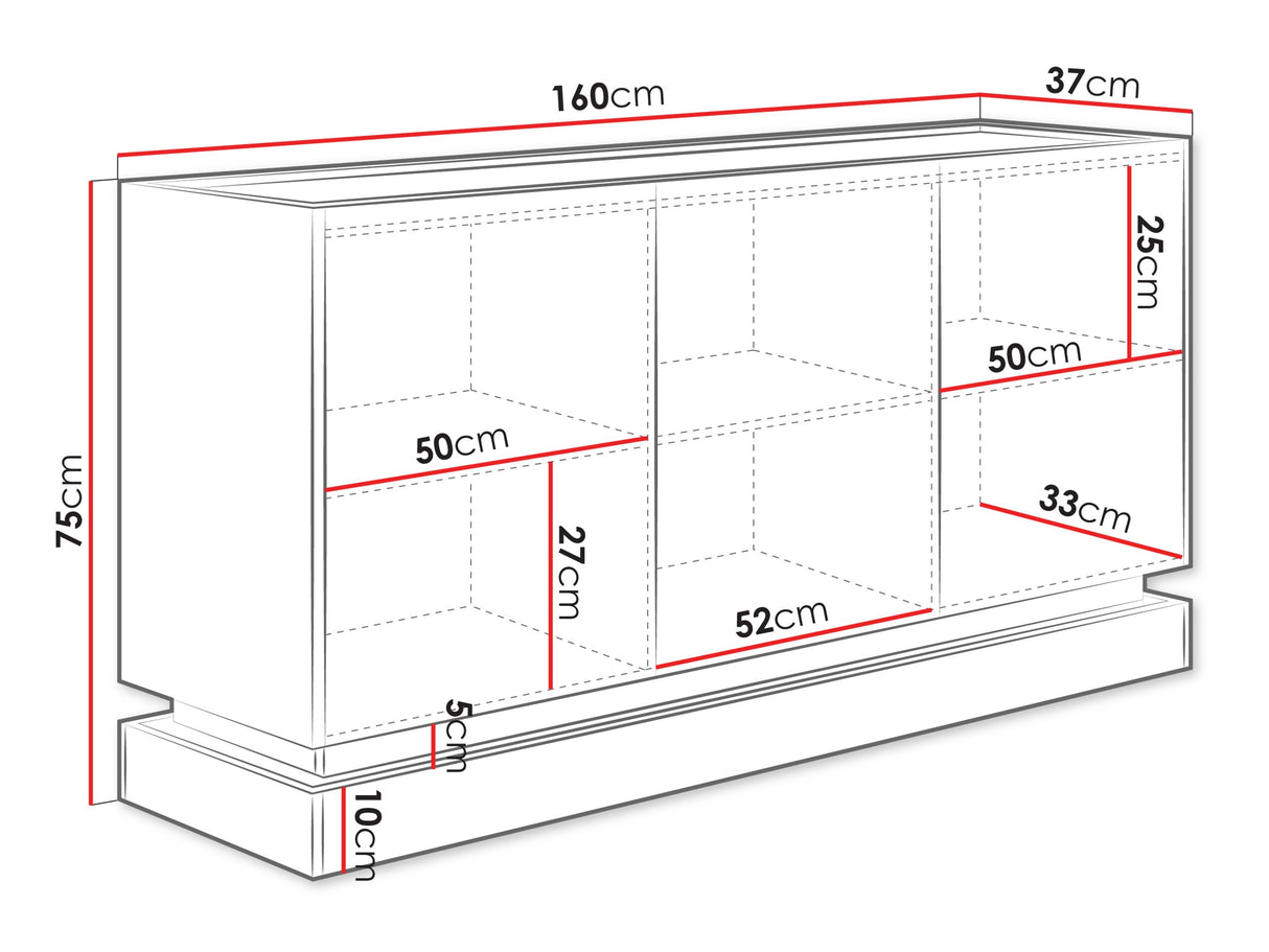 Szekrény Komoda K160 3D ZARPANT, Szín: Fekete + Tölgy