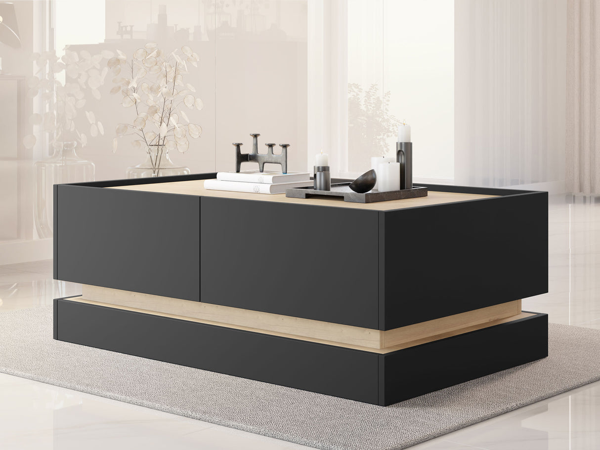 Dohányzóasztal Stolik kawowy L97 4K ZARPANT, Szín: Fekete + Tölgy