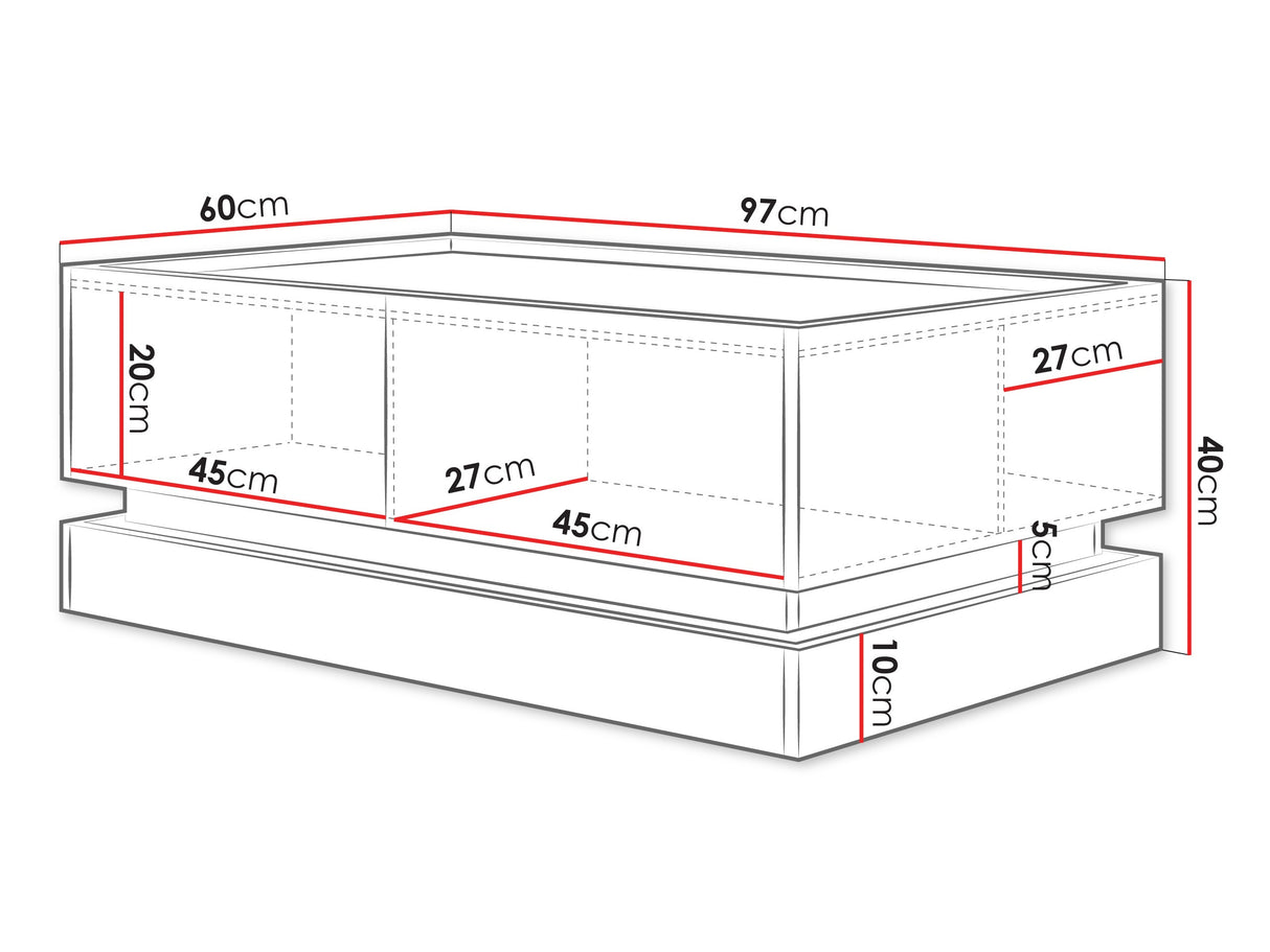Dohányzóasztal Stolik kawowy L97 4K ZARPANT, Szín: Világosbarna + Tölgy