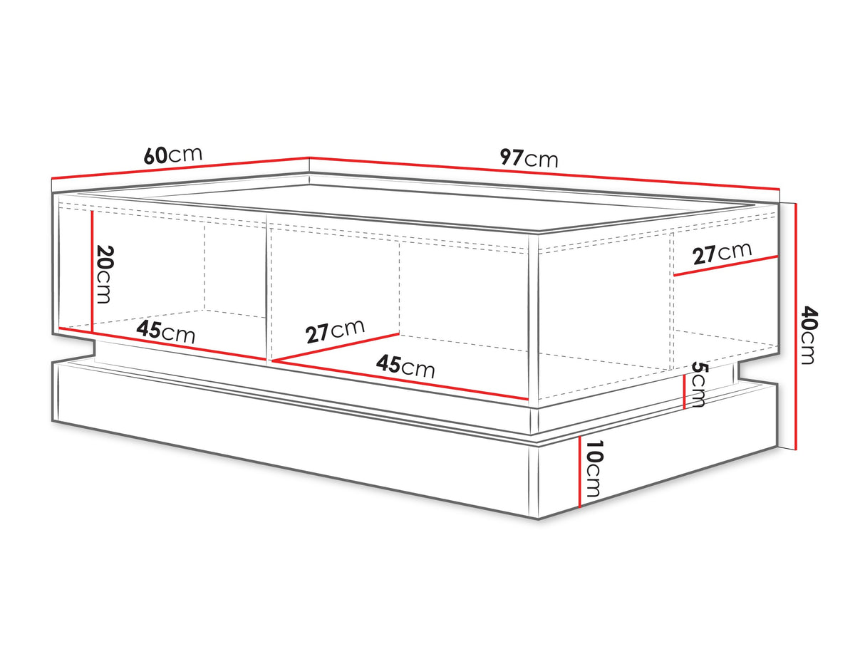 Dohányzóasztal Stolik kawowy L97 4K ZARPANT, Szín: Fekete + Tölgy